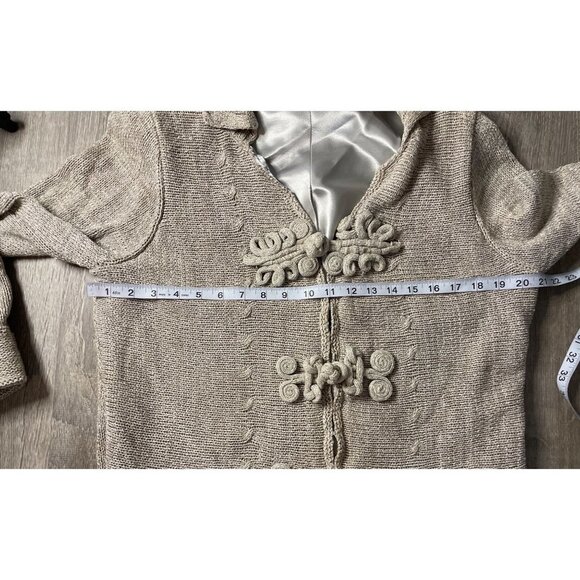 Coldwater Creek Brown Knotted Satin Lined Hook and Loop Cardigan Sweater - Picture 7 of 10